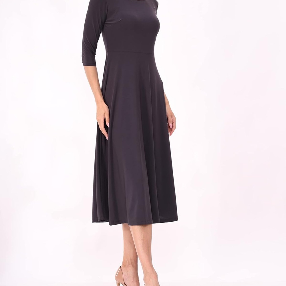 LBISSE Dark Grey Aline Midi Dress